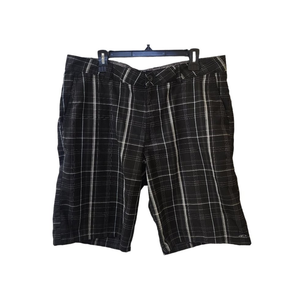 O'Neill Black White Plaid Shorts Men's Size 38 Skater 90s y2k 00s
